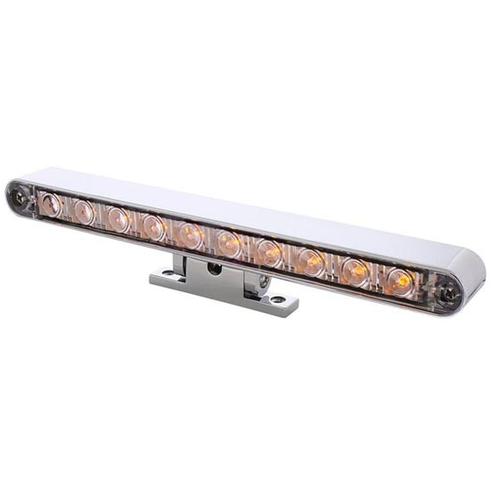 10 LED Dual Function 3rd Brake Light W/ Chrome Swivel Pedestal Base - Amber LED / Clear Lens