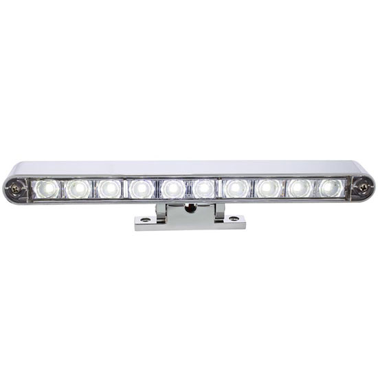 10 LED Dual Function 3rd Brake Light W/ Chrome Swivel Pedestal Base - White LED / Clear Lens