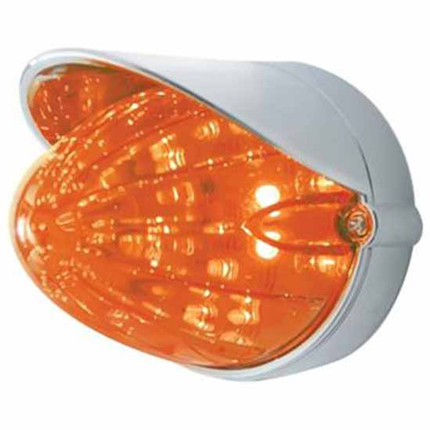 17 LED Watermelon Style Grakon 1000 Light W/ Chrome Visor - Amber LED / Dark Amber Lens