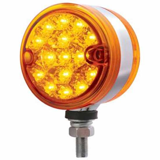 15 LED 3 Inch Dual Function Reflector Double Face Light - Amber LED/ Amber Lens