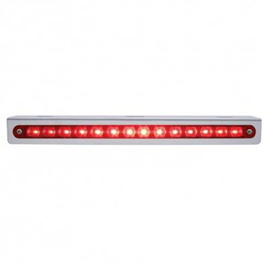 Stainless Light Bracket W/14 LED 12 Inch Sequential Light Bar - Left To Right - Red LED/ Red Lens