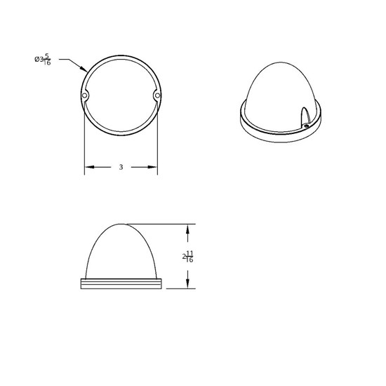 17 LED Watermelon Flush Mount Kit - Amber LED/ Clear Lens