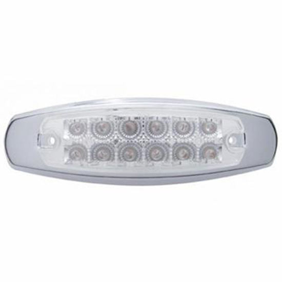 12 LED Reflector Rectangular Clearance/Marker Light W/Bezel - Amber LED/ Clear Lens