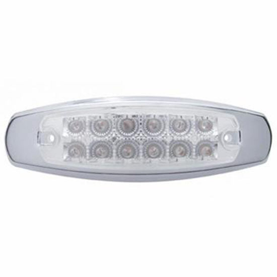 12 LED Reflector Rectangular Clearance/Marker Light W/Bezel - Red LED/ Clear Lens