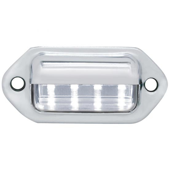Chrome License Plate Light, White 4 Diode, 2.5 X 1.125 X 1 Inch