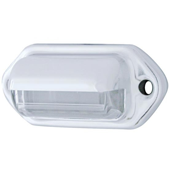 Chrome License Plate Light, White 4 Diode, 2.5 X 1.125 X 1 Inch