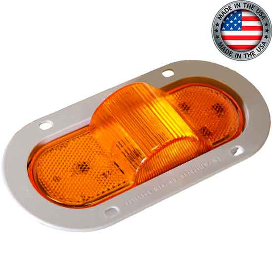 15 Diode Oval Amber LED Mid Turn Light Amber Lens Flange Mount