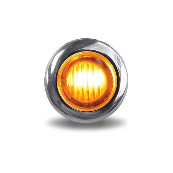 0.75 Inch Round Amber LED Mini Button Light W/ Reflector & 3 Diodes