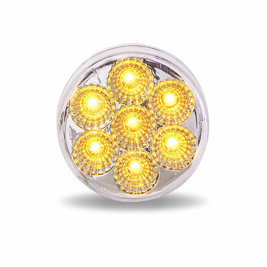 2 Inch 7 Diode Round Marker Light Amber LED / Clear Lens