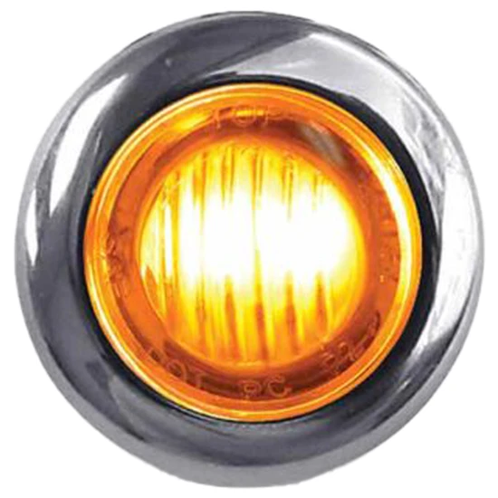 0.75 Inch Amber LED Mini Button Light W/ 3 Diodes & Clear Lens