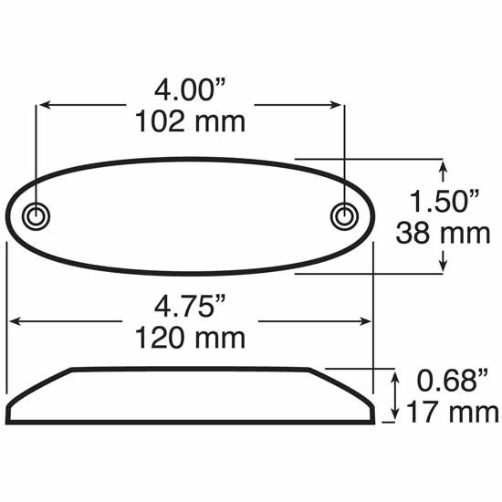 4 Diode Amber LED Clear Lens Oval Clearance Marker Light