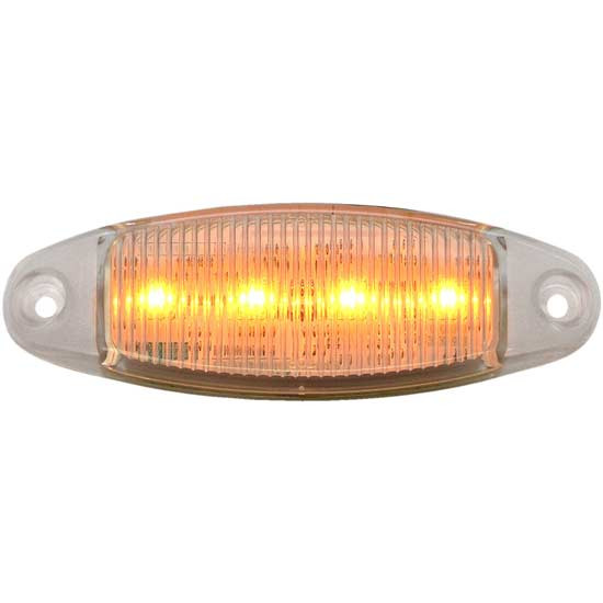 4 Diode Amber LED Clear Lens Oval Clearance Marker Light