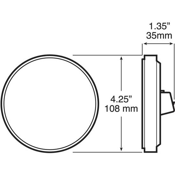 4 Inch Round White LED Stop, Tail, Turn & Back-Up Light Red Lens