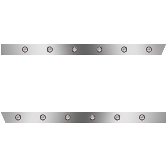 3 X 54 In. Stainless Ext. Cab Panel W/ 6 - 2 In. Amber/Clear LED Lights For Peterbilt 378/379/388/389 - Pair