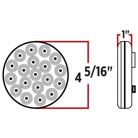 4.3 Inch Round 19 Diode Red LED Stop, Tail, Turn Light W/ Reflectors