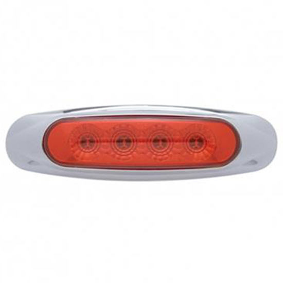 4 LED Reflector Clearance Marker Light w/ Chrome Plastic Bezel - Red LED / Red Lens