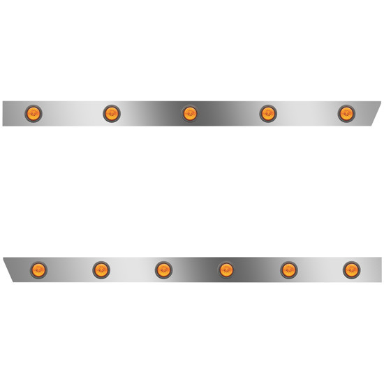 3 Inch Stainless Cab Panel W/ 11 Total Amber/Amber 2 Inch Round Lights For Peterbilt 389 131 BBC - Pair