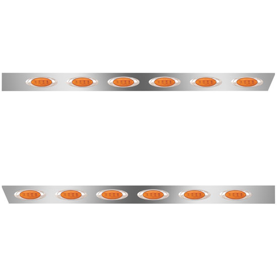 3 Inch Stainless Ext. Cab Panel W/ 12 P1 Amber/Amber LED Lights For Peterbilt 389 131 BBC - Pair