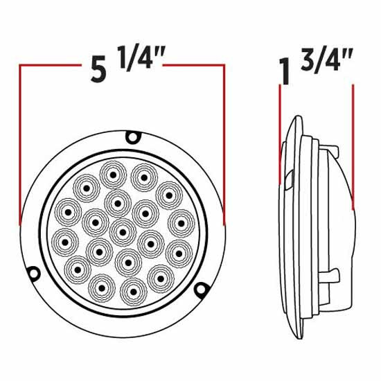 4 Inch Chrome Rnd LED W/ Flange Mount - Clear To Red 19 Diodes