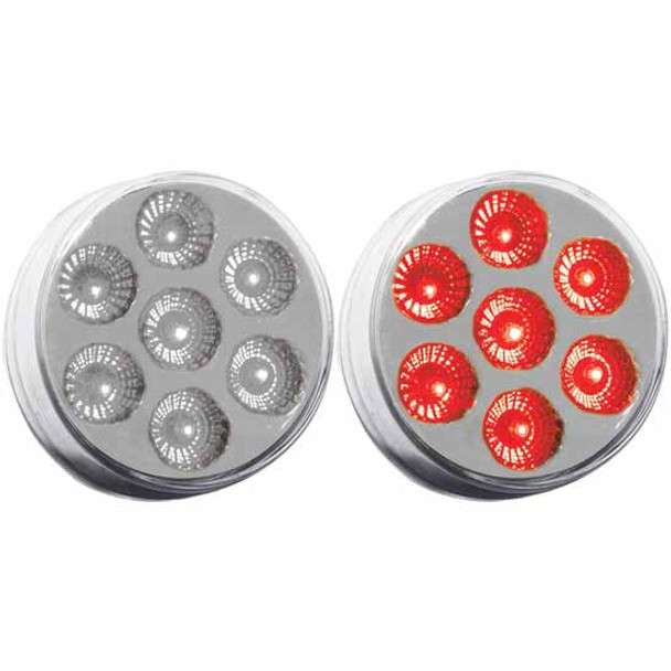 2.5 Inch Round Red LED Marker Light W/ 7 Diodes & Clear Lens