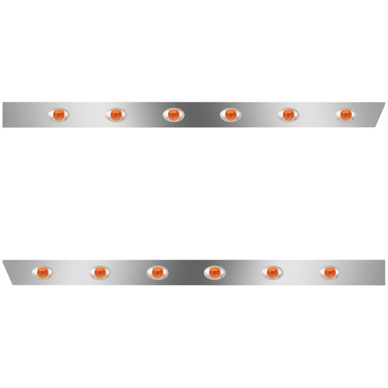 3 Inch Stainless Ext. Cab Panel W/ 6 P3 Amber/Amber LED Lights For Peterbilt 389 131 BBC - Pair