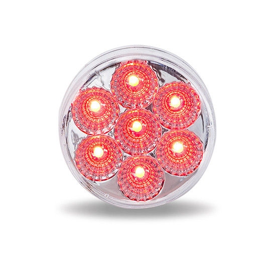 2 Inch Round Red LED Marker Light W/ 7 Diodes & Clear Lens