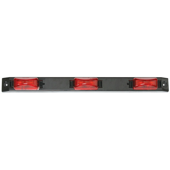 ID Bar W/ 3 Small Rectangular Lights W/ Black Plastic Bracket - Red LED / Red Lens