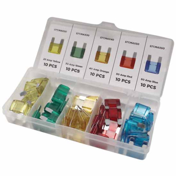 50 Piece Maxi Blade Fuse Kit With 20 To 60 Amp Maxi Spade Fuses