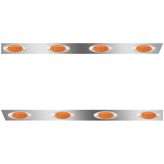 3 Inch Stainless Cab Panel W/ 8 Amber/Amber P1 Lights For Peterbilt 389 131 BBC - Pair