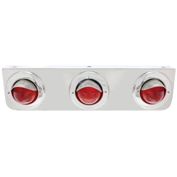 Stainless Steel Light Bracket W/ 3 Beehive Clearance L& Visors - Red Lens