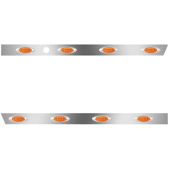 3 In. Stainless Ext. Cab Panel W/ 8 Amber/Amber P1 Lights, Block Heater Plug Hole For Peterbilt 389 131 BBC