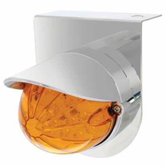 Stainless Light Bracket W/19 LED Bullet Style Grakon 1000 Light And Visor - Amber LED/ Amber Lens