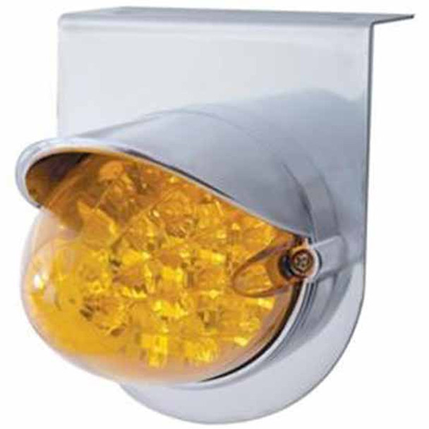 Stainless Light Bracket W/19 LED Reflector Light And Visor - Amber LED/ Amber Lens Stainless Light Bracket W/19 LED Reflector Light And Visor - Amber LED/ Amber Lens