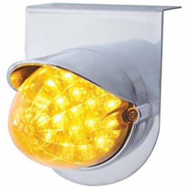 Stainless Light Bracket W/19 LED Reflector Light And Visor - Amber LED/ Amber Lens Stainless Light Bracket W/19 LED Reflector Light And Visor - Amber LED/ Amber Lens