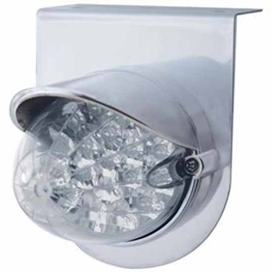 Stainless Light Bracket W/19 LED Reflector Light And Visor - Amber LED/ Clear Lens