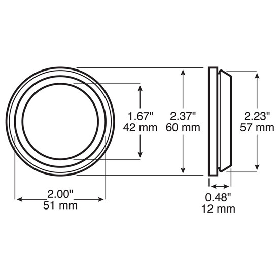 2 Inch Round Thin Open Back Light Grommet For Surface Mount Bracket