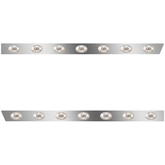 4 Inch Stainless Steel Cab Panels W/ 14 Amber/Clear P3 LED Lights For Peterbilt 378, 379, 388, 389