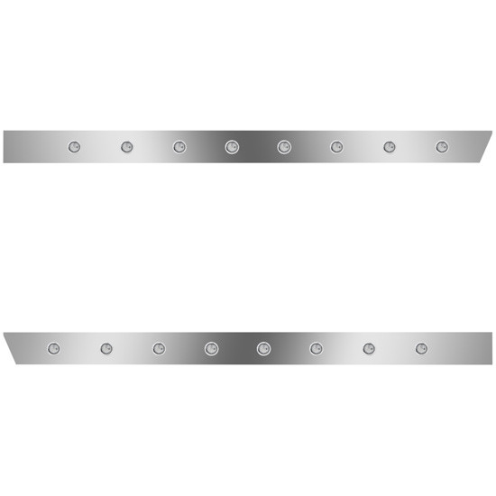 4 Inch Stainless Extended Cab Panels W/ 16 Amber/Clear 3/4 Inch Round LED Lights For Peterbilt 378, 379, 388, 389