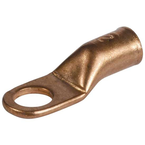 4 AWG Seamless Tubular Copper Lugs with Flared Ends. 3/8 Inch Stud - 5 Pack