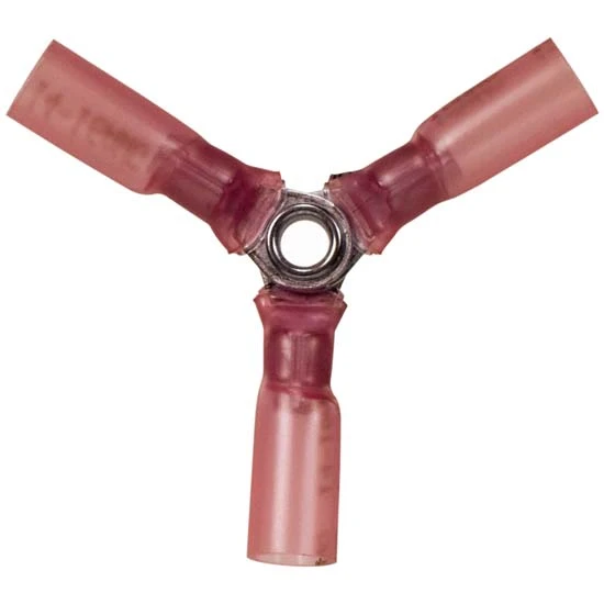 22-18 AWG Red 3-Way Crimp Seal Heat Shrink Connector - 5 PCS