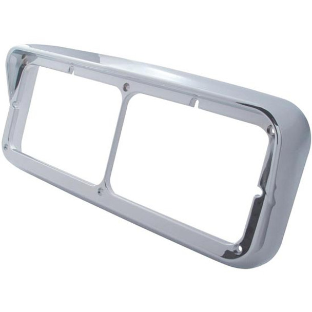 Chrome Dual Rectangular Headlight Bezel W/ Visor For Freightliner, Kenworth, Peterbilt, Western Star