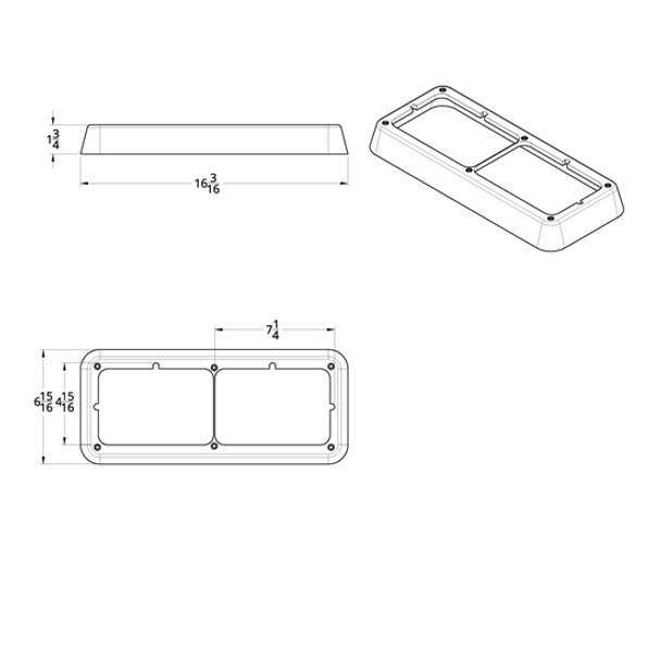 Chrome Dual Rectangular Headlight Bezel - Replaces 16-07538, 3-2048-3, K307-30, RKLB001 For Freightliner, Kenworth, Peterbilt