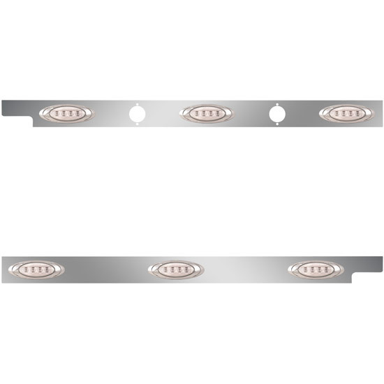4 Inch Stainless Steel Cab Panels W/ 6 Amber/Clear P1 LEDs W/ 2 Holes For Block Heater Plugs For Peterbilt 567 121BBC SFA
