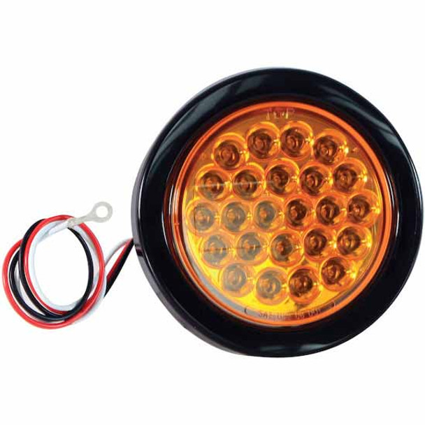 4 Inch 12V-24V Round Recessed 24 Diode Amber LED Strobe Light W/ 6 Flash, Quad Flash Pattern 4 Inch 12V-24V Round Recessed 24 Diode Amber LED Strobe Light W/ 6 Flash, Quad Flash Pattern