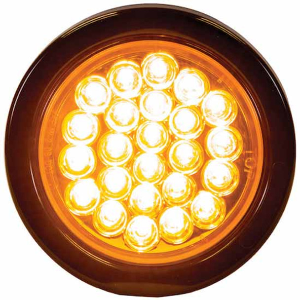 4 Inch 12V-24V Round Recessed 24 Diode Amber LED Strobe Light W/ 6 Flash, Quad Flash Pattern 4 Inch 12V-24V Round Recessed 24 Diode Amber LED Strobe Light W/ 6 Flash, Quad Flash Pattern