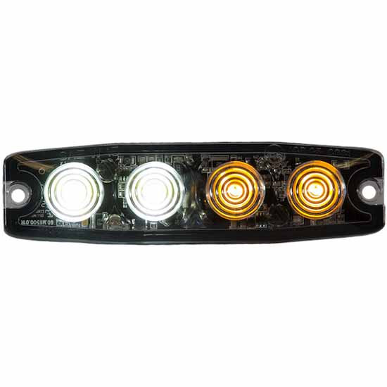 4.5 Inch Ultra Thin 12V-24V Amber/Clear LED Strobe Light W/ 23 Flash Patterns