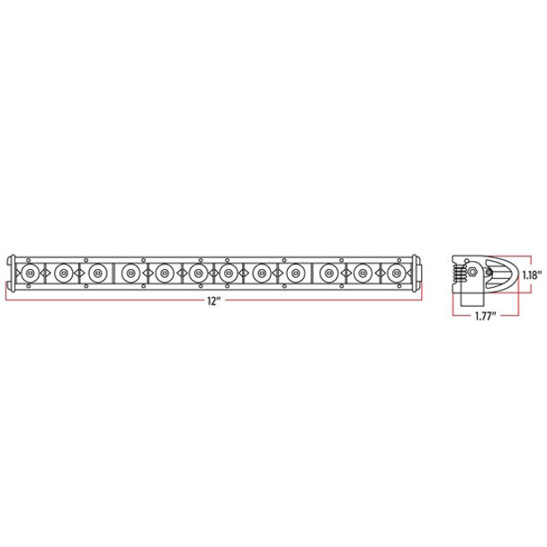 12 Inch 12 Diode Single Row CREE LED Spot/Flood Light Bar - 2520 Lumen 12 Inch 12 Diode Single Row CREE LED Spot/Flood Light Bar - 2520 Lumen