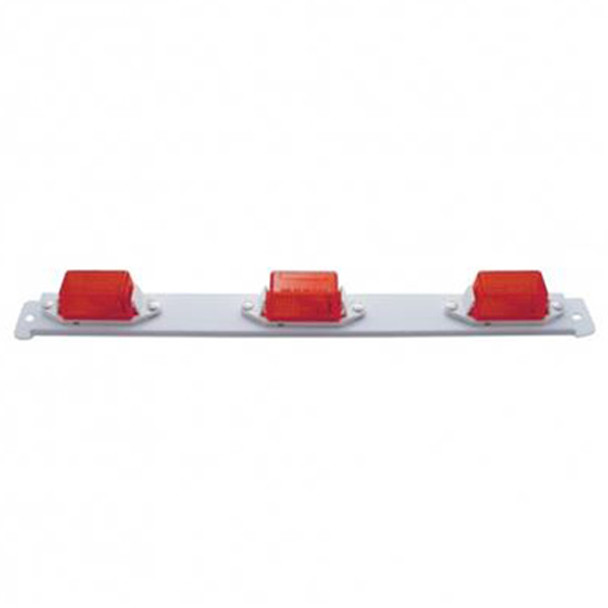 Steel Mini Identification Light Bar W/ 3 Red Lights - Pre Wired - White Finish
