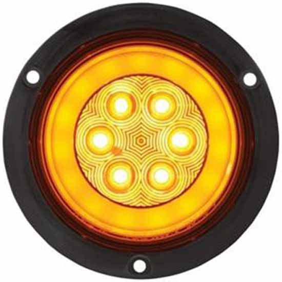 21 LED 4 Inch Flange Mount Glo-Light - Turn Signal - Amber LED / Amber Lens