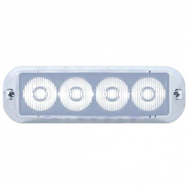 4 LED White Warning Light W/ Deluxe Chrome Bezel, Surface Mount